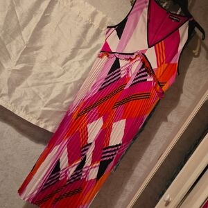 Karl Lagerfeld Pink and Orange Patterned Midi Dress